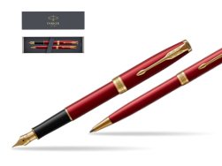 Zestaw prezentowy Parker Pióro wieczne + Długopis Sonnet Czerwona Laka GT