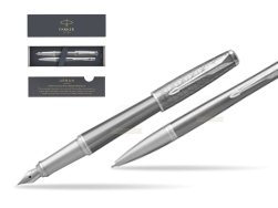 Zestaw Prezentowy Parker Pióro wieczne + Długopis Urban Premium Silvered Powder CT