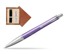 Długopis Parker Urban Premium Fioletowy CT w pudełku drewnianym Mahoń Single Ecru
