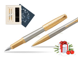 Zestaw prezentowy Parker Pióro wieczne + Długopis Urban Premium Aureate Powder GT w pudełku Merry Christmas granatowe