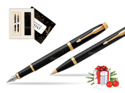 Zestaw Prezentowy Parker Pióro wieczne + Długopis IM Czarny GT w pudełku Magia Świąt