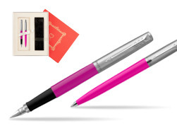 Zestaw Prezentowy Parker Pióro Wieczne + Długopis Jotter Originals Magenta w pudełku Czerwień Od Serca