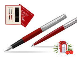 Zestaw Prezentowy Parker Pióro Wieczne + Długopis Jotter Originals Czerwony w pudełku Wesołych Świąt czerwone