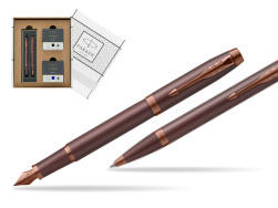 Zestaw Prezentowy Parker Pióro wieczne + Długopis IM PROFESSIONALS MONOCHROME BURGUNDY w białym pudełko Parker Eco