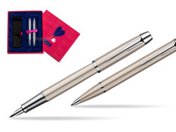 Zestaw prezentowy Parker pióro + długopis IM Brushed Metal CT w pudełku Love