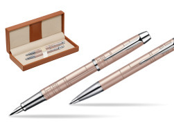 Zestaw prezentowy Parker pióro + długopis IM PREMIUM Różowy CT w pudełku classic brown