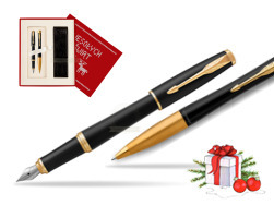 Zestaw prezentowy Parker Pióro + Długopis Urban Classic Muted black GT w pudełku Wesołych Świąt czerwone