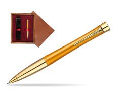 Długopis Parker Urban Premium 125 Żółty GT w pudełku drewnianym Mahoń Single Bordo