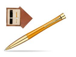 Długopis Parker Urban Premium 125 Żółty GT w pudełku drewnianym Mahoń Single Ecru