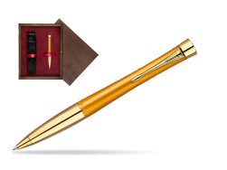 Długopis Parker Urban Premium 125 Żółty GT w pudełku drewnianym Wenge Single Bordo