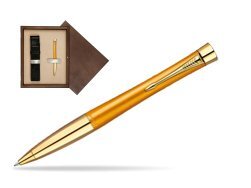 Długopis Parker Urban Premium 125 Żółty GT w pudełku drewnianym Wenge Single Ecru