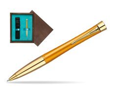 Długopis Parker Urban Premium 125 Żółty GT w pudełku drewnianym Wenge Single Turkus