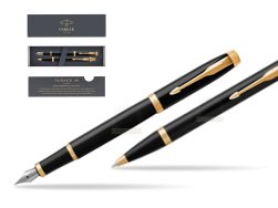 Zestaw Prezentowy Parker Pióro wieczne + Długopis IM Czarny GT T2016