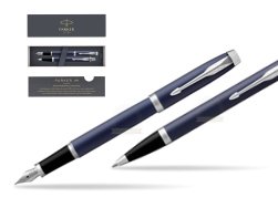 Zestaw Prezentowy Parker Pióro wieczne + Długopis IM Niebieski Mat CT T2016