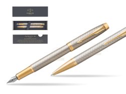 Zestaw Prezentowy Parker Pióro wieczne + Długopis IM Premium Warm Silver GT T2016