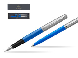 Zestaw Prezentowy Pióro Wieczne + Długopis Parker Jotter Originals Niebieski